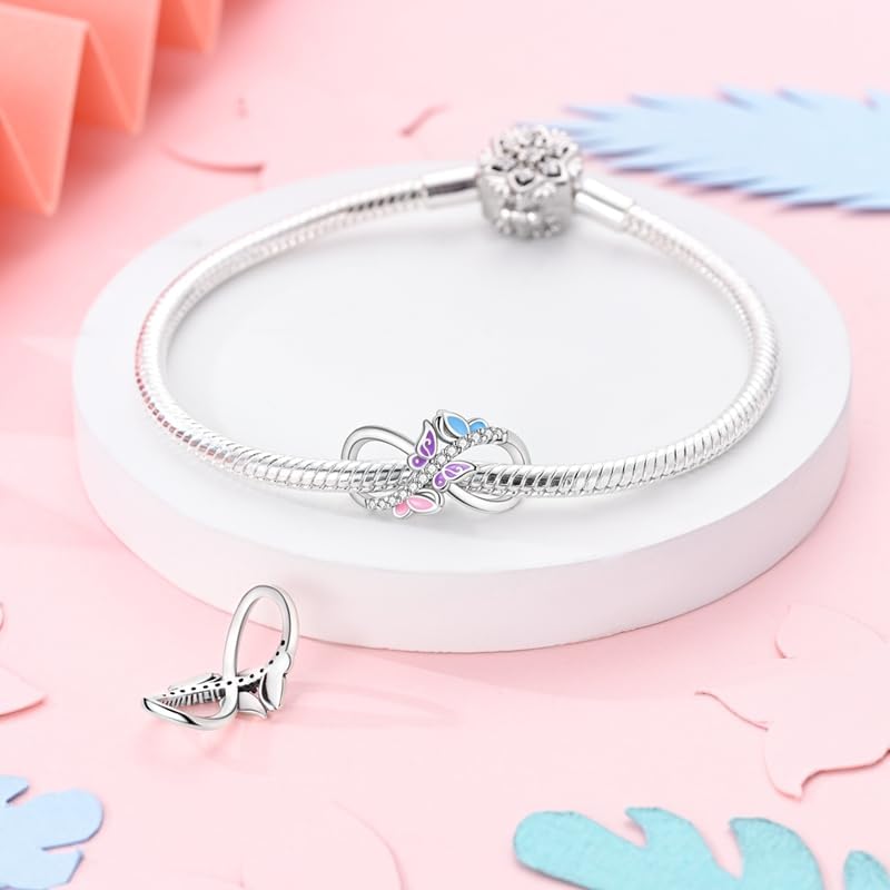 VALGACLS Mom Wife Daughter Love Heart Wedding Rings Charms 925 Sterling Silver Charms for Bracelets Necklace Valentine's Day Mother's Day Jewelry Charm for Women - Image 2